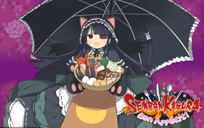 Обои картинки фото аниме, senran kagura, девушка, взгляд, фон