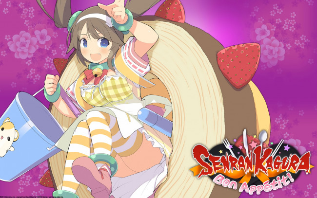 Обои картинки фото аниме, senran kagura, девушка, взгляд, фон