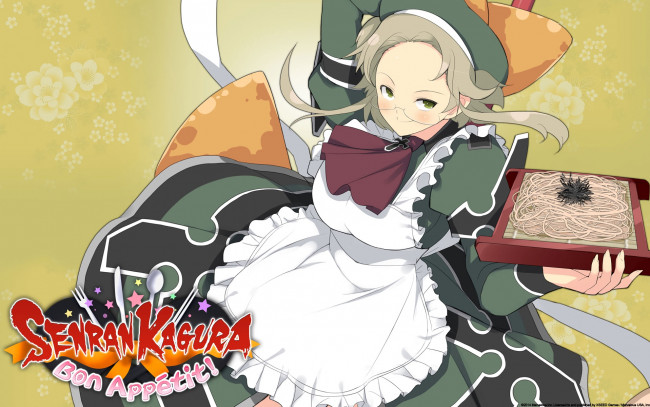 Обои картинки фото аниме, senran kagura, девушка, взгляд, фон