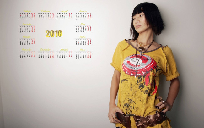 Обои картинки фото ling bai, календари, знаменитости, 2018, женщина, актриса