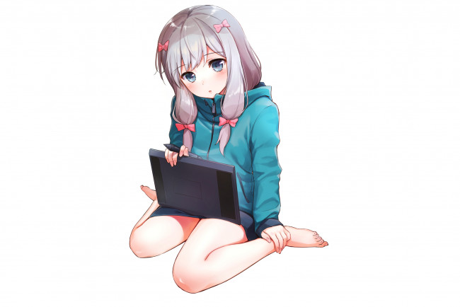 Обои картинки фото аниме, eromanga-sensei, девушка, взгляд, фон