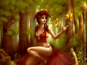 обоя календари, фэнтези, 2019, лес, птица, растение, дерево, украшение, девушка, calendar