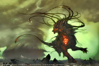 обоя календари, фэнтези, существо, calendar, 2019