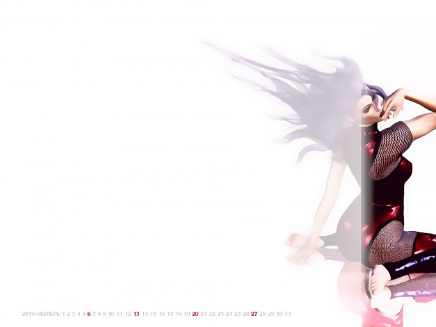 Обои картинки фото календари, рисованные,  векторная графика, calendar, девушка, 2019