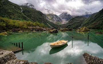 Картинка корабли лодки +шлюпки горы лодка озеро