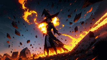 Картинка аниме магия +колдовство +halloween нейросети графика нейроарт ai art нейронные сети рисунки нейро искусство