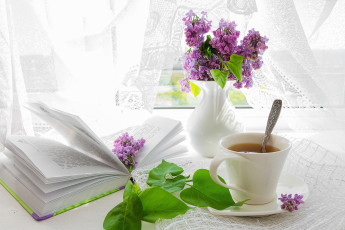 обоя еда, напитки,  чай, чай, весна, книга