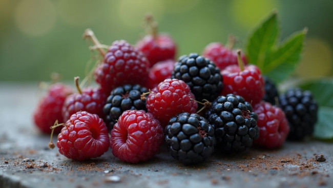 Обои картинки фото еда, фрукты,  ягоды, ягоды, малина, ежевика