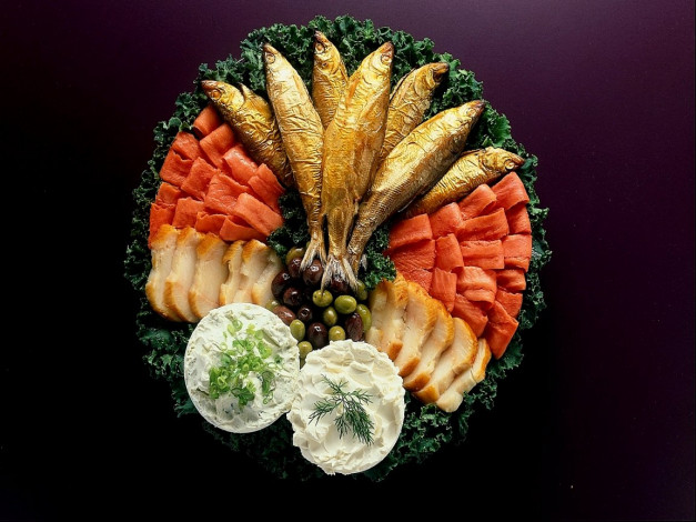 Обои картинки фото еда, рыбные, блюда, морепродуктами