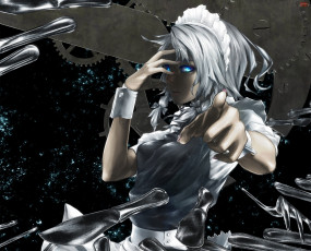 Картинка аниме touhou девушка ножи космос alice