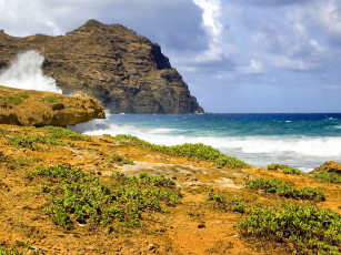 Картинка природа побережье скала облака