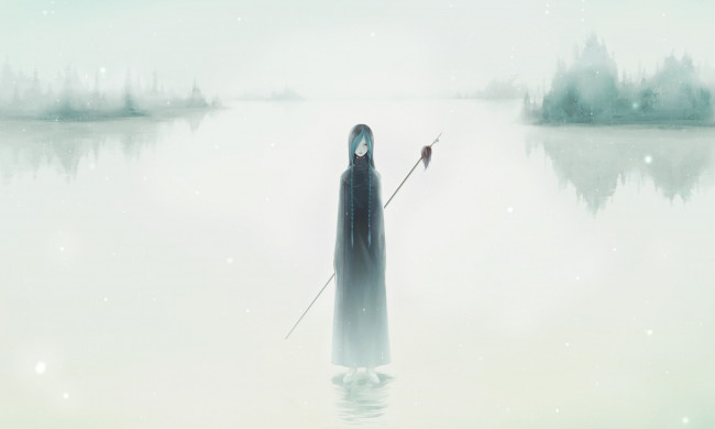 Обои картинки фото аниме, *unknown, другое, туман, девушка