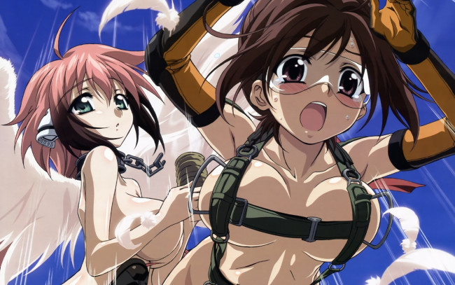 Обои картинки фото аниме, sora, no, otoshimono, небо, девушка, парашют