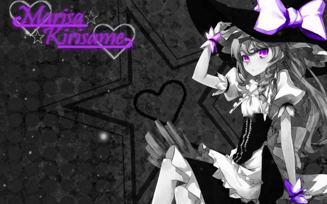 Обои картинки фото аниме, touhou, ведьма, мариса, шляпа