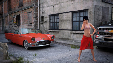 Картинка автомобили 3д девушка автомобиль улица