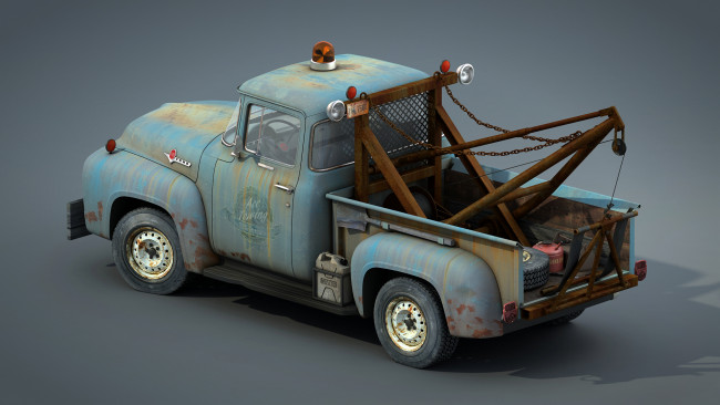 Обои картинки фото автомобили, 3д, ford, wip, wrecker, f100, 02