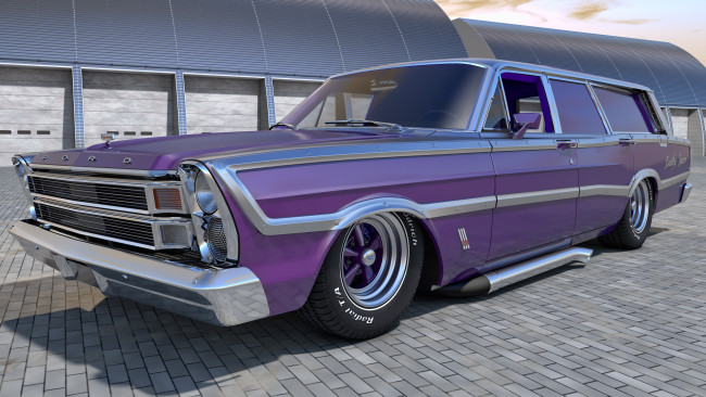 Обои картинки фото автомобили, 3д, squire, country, ford, 1966