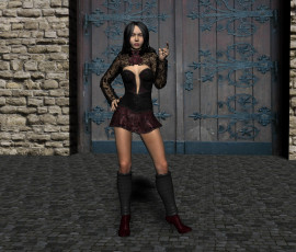 Картинка 3д+графика люди+ people забор двери фон взгляд девушка