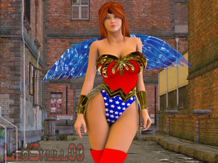 Картинка 3д+графика фантазия+ fantasy рыжая фон девушка взгляд