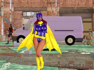 Картинка летучая++мышь 3д+графика фантазия+ fantasy автомобиль фон девушка взгляд улица накидка