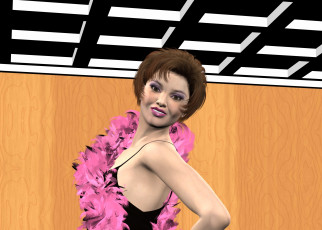 Картинка 3д+графика люди+ people перья шарф фон взгляд девушка