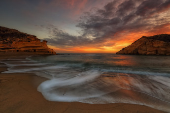 Картинка природа побережье океан бухта скалы заря