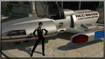 Картинка 3д+графика фантазия+ fantasy космический корабль взгляд девушка