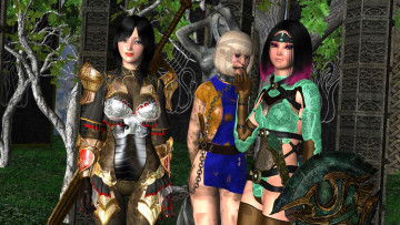 Картинка 3д+графика фантазия+ fantasy растения девушки оружие фон взгляд