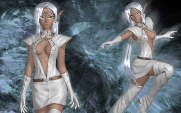 обоя 3д графика, эльфы , elves, взгляд, эльфийки, фон