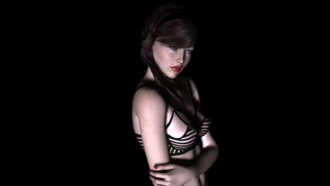 Обои картинки фото 3д графика, люди , people, фон, взгляд, девушка