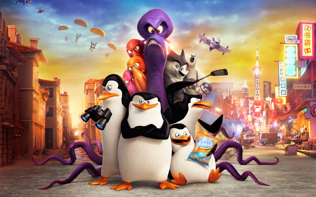 Обои картинки фото мультфильмы, the penguins of madagascar, penguins, of, madagascar