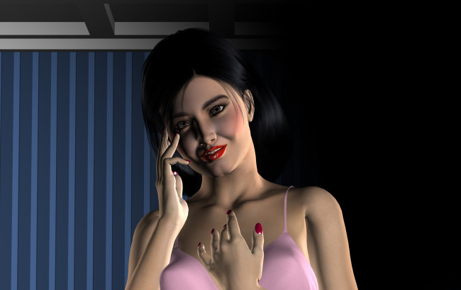 Обои картинки фото 3д графика, портрет , portraits, девушка, улыбка, фон, взгляд