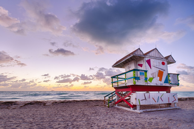 Обои картинки фото природа, побережье, будка, пляж, океан