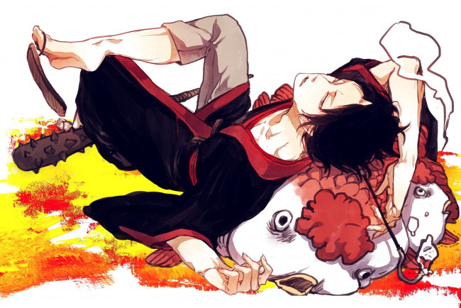 Обои картинки фото hoozuki no reitetsu, аниме, unknown,  другое, парень, hoozuki, хладнокровный, ходзуки, no, reitetsu, лень, дубина, рыбы