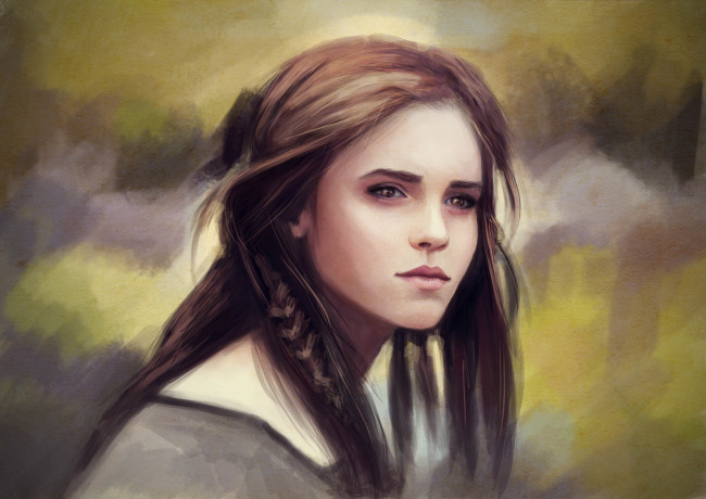 Обои картинки фото рисованное, кино, шатенка, взгляд, портрет, девушка