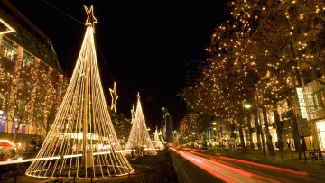 Картинка праздничные новогодние+пейзажи праздник здания улица иллюминация