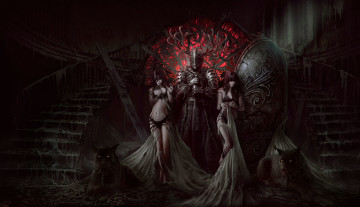 Картинка фэнтези красавицы+и+чудовища девушки волки рыцарь