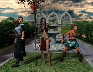 Картинка 3д+графика фантазия+ fantasy фон взгляд девушки мужчина