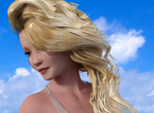 Картинка 3д+графика портрет+ portraits девушка взгляд фон