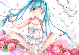 Картинка аниме vocaloid фон взгляд девушка