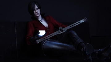 Картинка 3д+графика люди+ people девушка арбалет взгляд фон