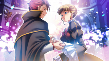 Картинка аниме umineko+no+naku+koro+ni девушка взгляд фон парень