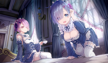 Картинка аниме re +zero+kara+hajimeru+isekai+seikatsu rem ram