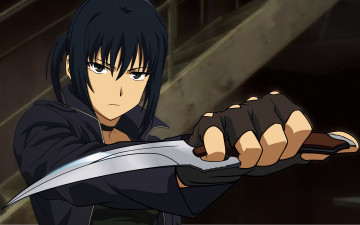 Картинка аниме canaan взгляд девушка фон