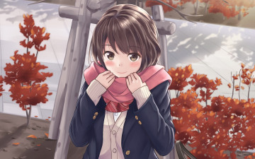 Картинка аниме unknown +другое фон взгляд девушка