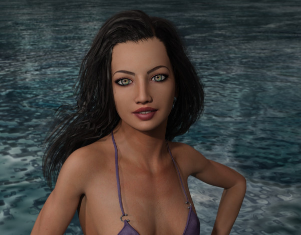 Обои картинки фото 3д графика, люди , people, девушка, взгляд, фон