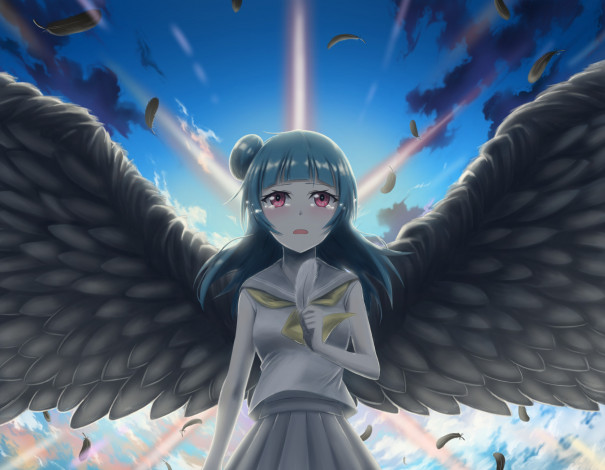 Обои картинки фото аниме, love live,  school idol project, девушка, взгляд, фон