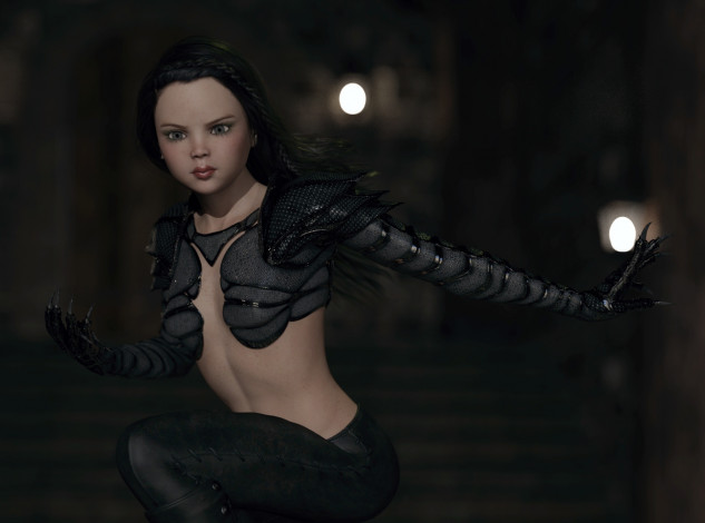Обои картинки фото 3д графика, существа , creatures, девушка, взгляд, фон