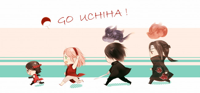 Обои картинки фото аниме, naruto, сарада, итачи, сакура, саске