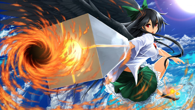 Обои картинки фото аниме, touhou, фон, взгляд, девушка